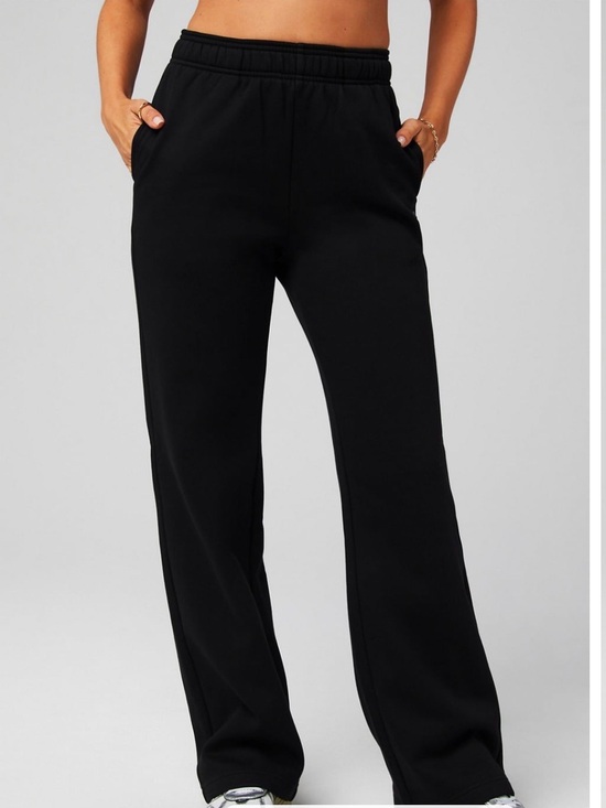Fabletics Pants - Fabletics Black Wide-Leg Cozy Sweat Pants with Elastic Waist, Two Pockets - XS